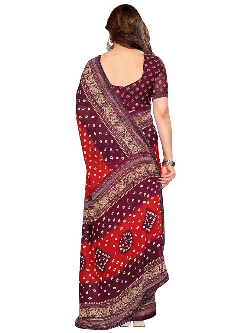 women printed casual wear saree with blouse - 22048540 -  Standard Image - 3