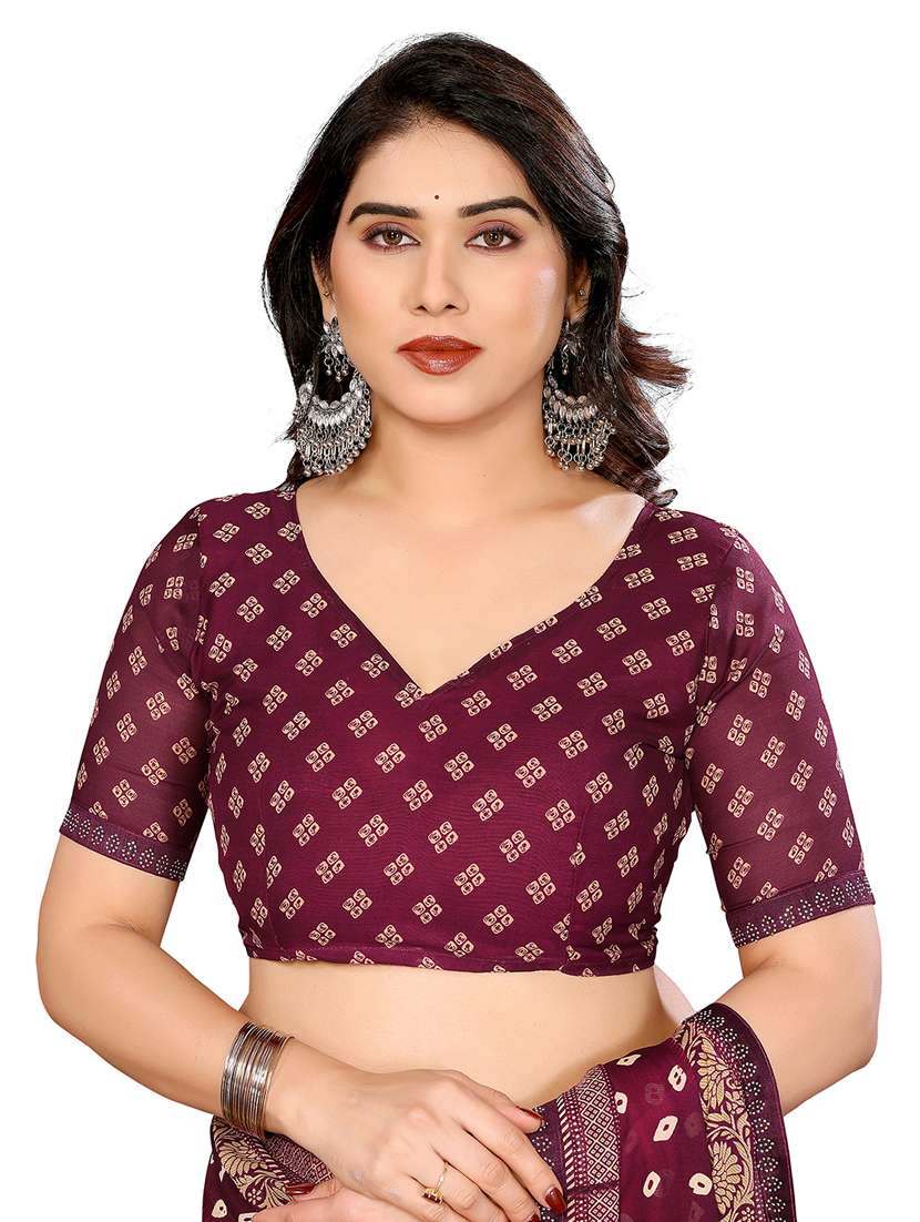women printed casual wear saree with blouse - 22048540 -  Standard Image - 5