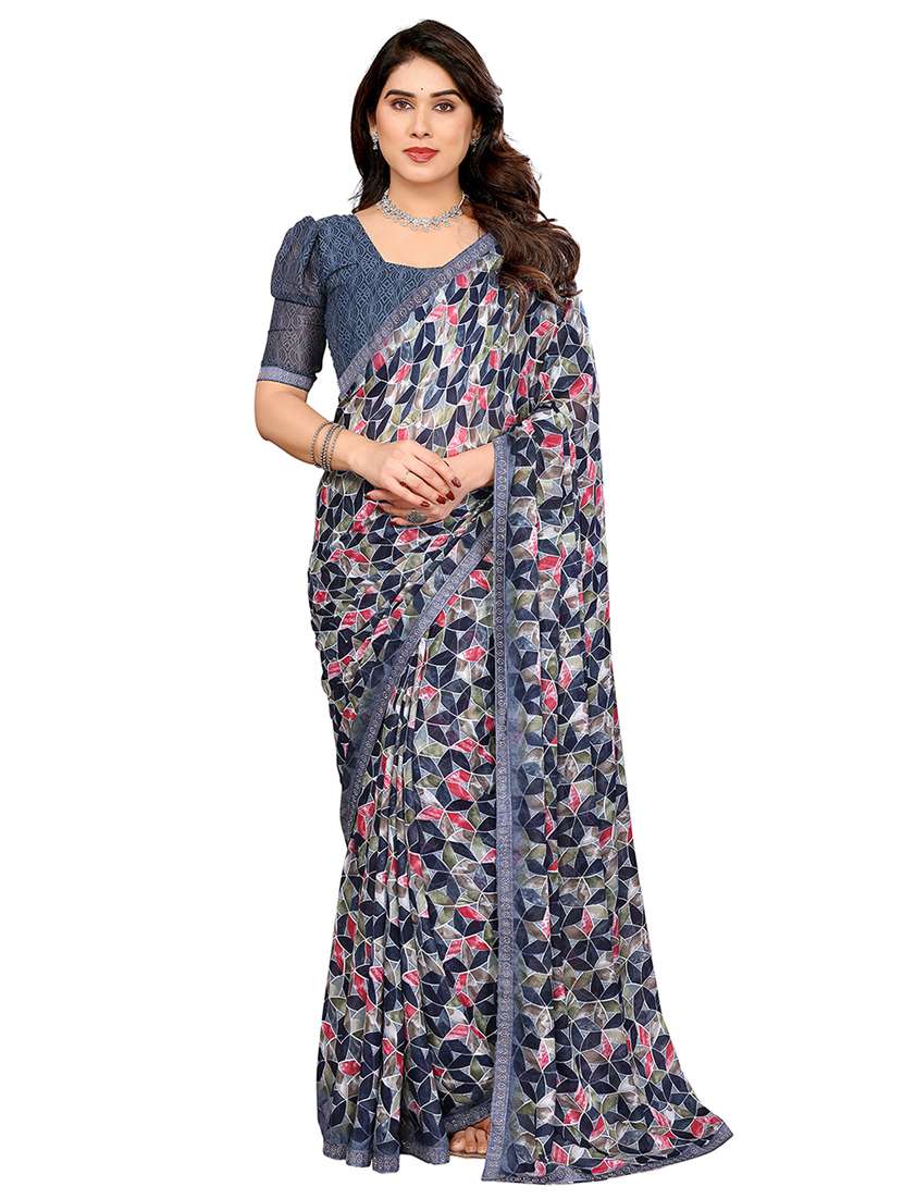 women printed casual wear saree with blouse