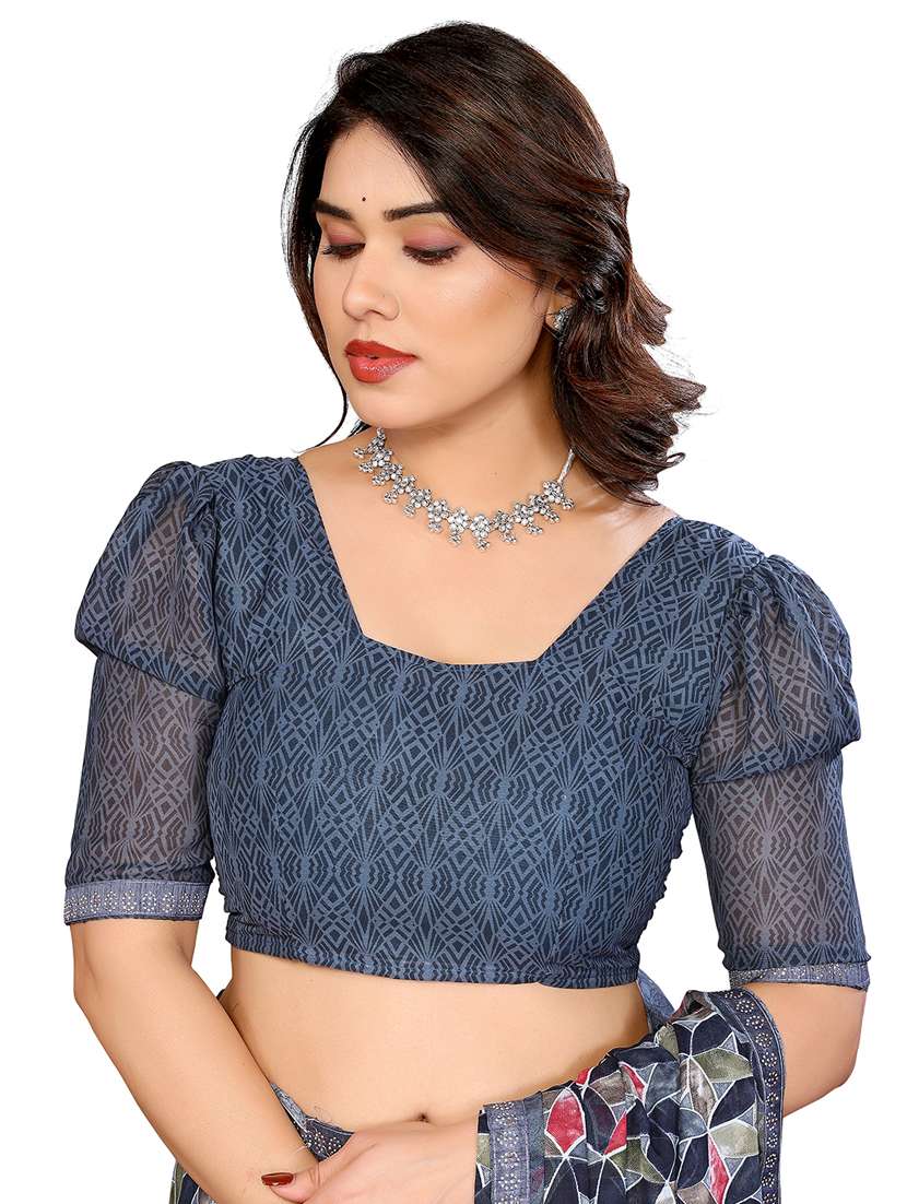 women printed casual wear saree with blouse - 22048542 -  Standard Image - 5