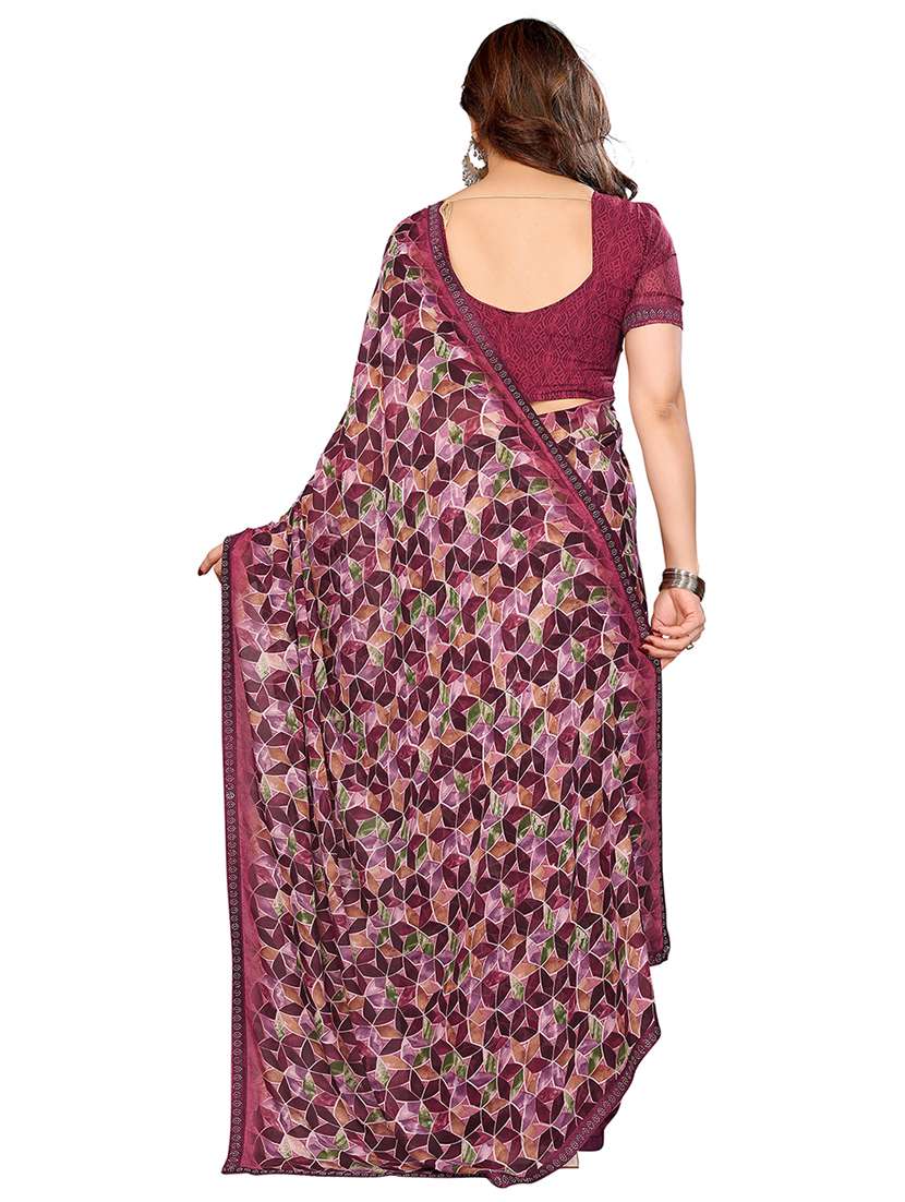 women printed casual wear saree with blouse - 22048544 -  Standard Image - 3