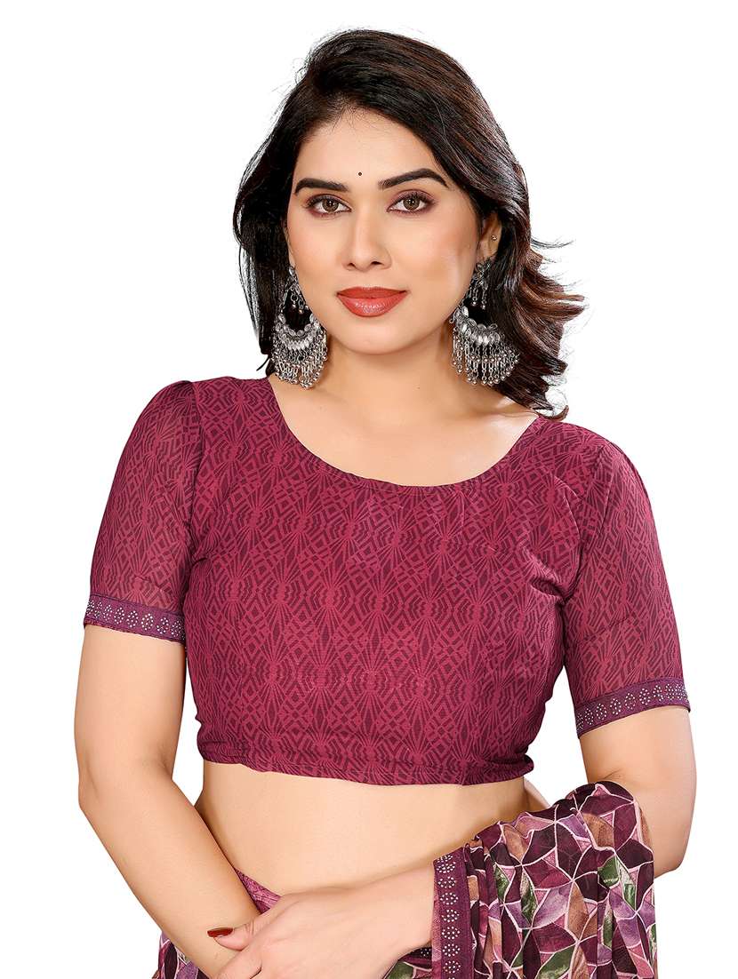 women printed casual wear saree with blouse - 22048544 -  Standard Image - 5