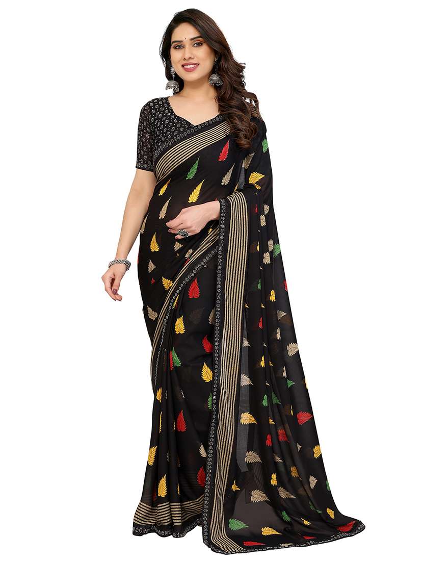women printed casual wear saree with blouse