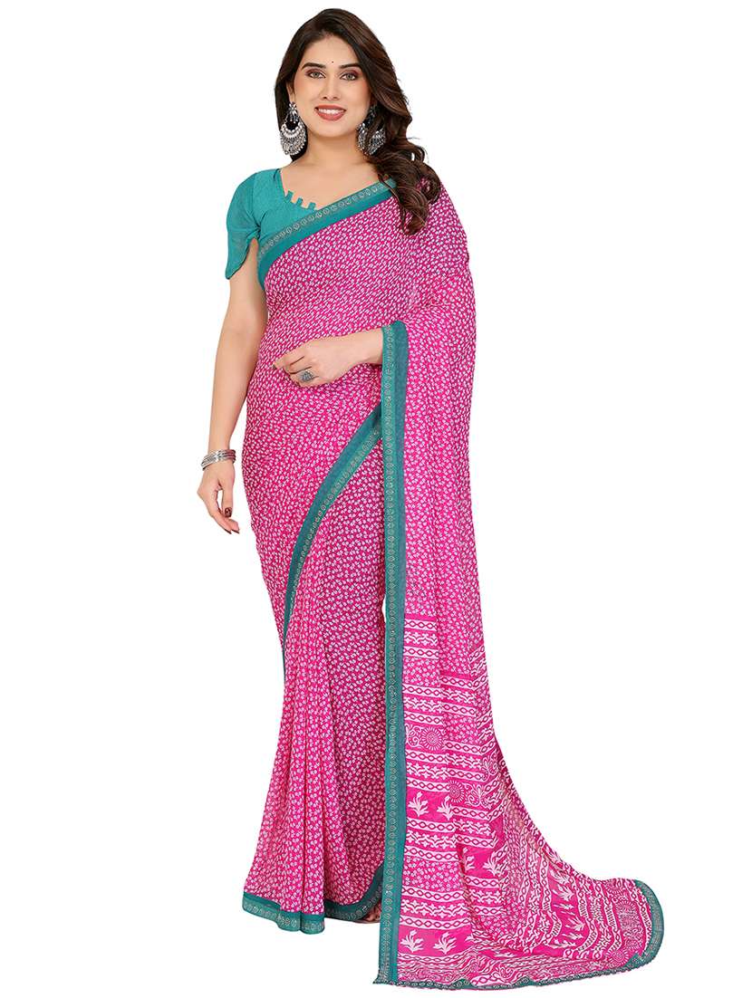 women printed casual wear saree with blouse