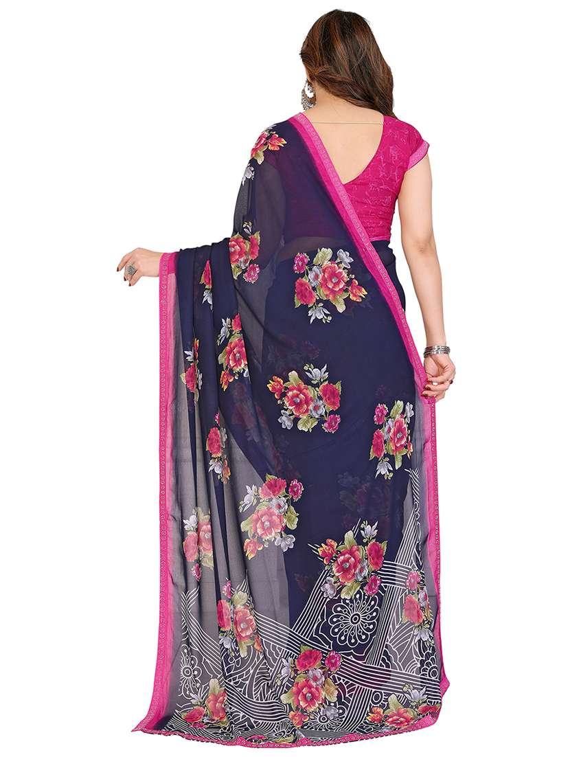 women printed casual wear saree with blouse - 22048551 -  Standard Image - 3