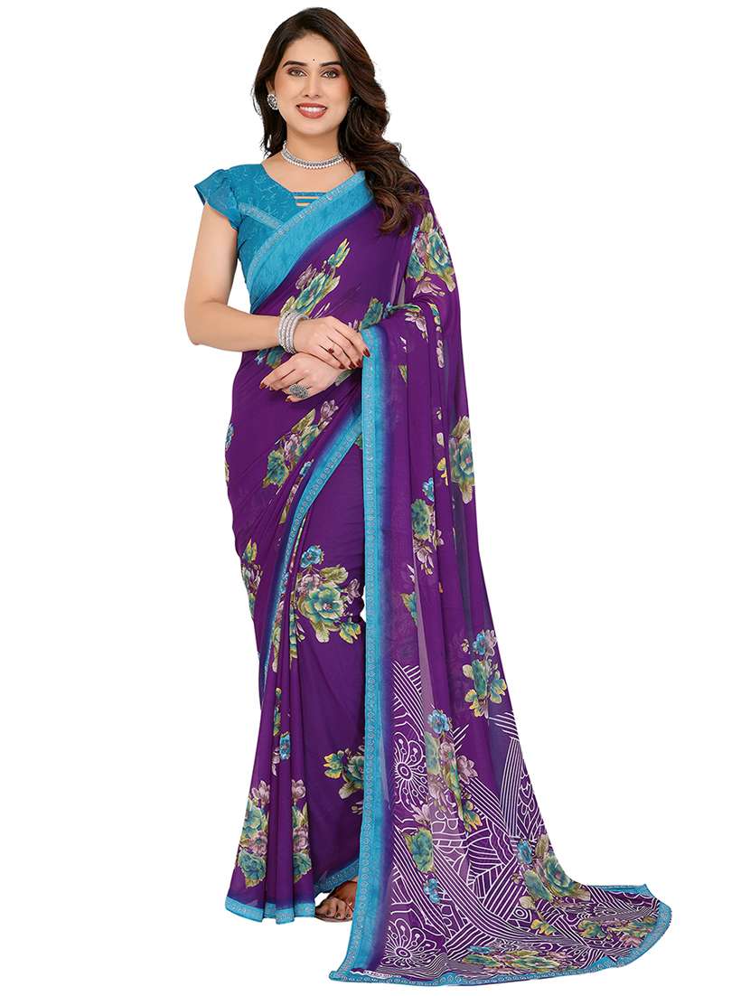 women printed casual wear saree with blouse