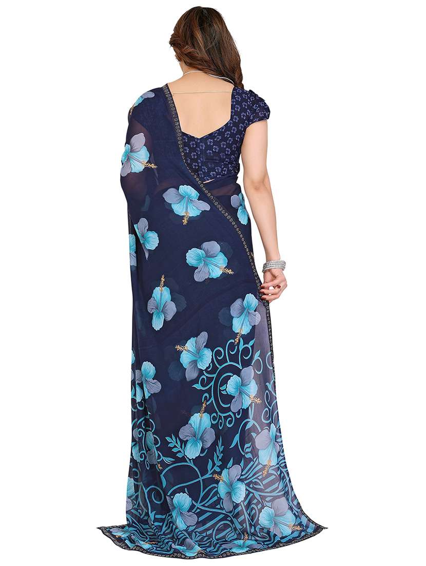 women printed casual wear saree with blouse - 22048559 -  Standard Image - 3