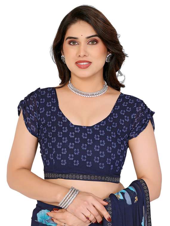 women printed casual wear saree with blouse - 22048559 -  Standard Image - 5
