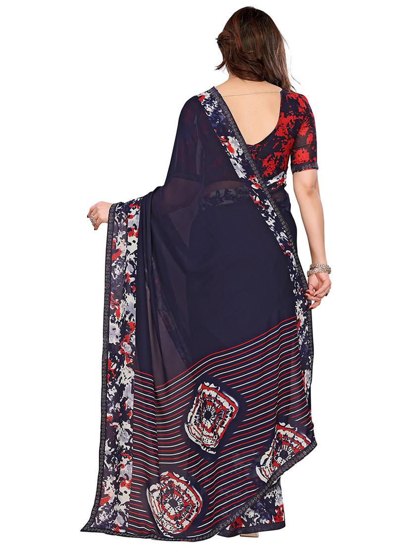 women printed casual wear saree with blouse - 22048567 - Standard Image - 3