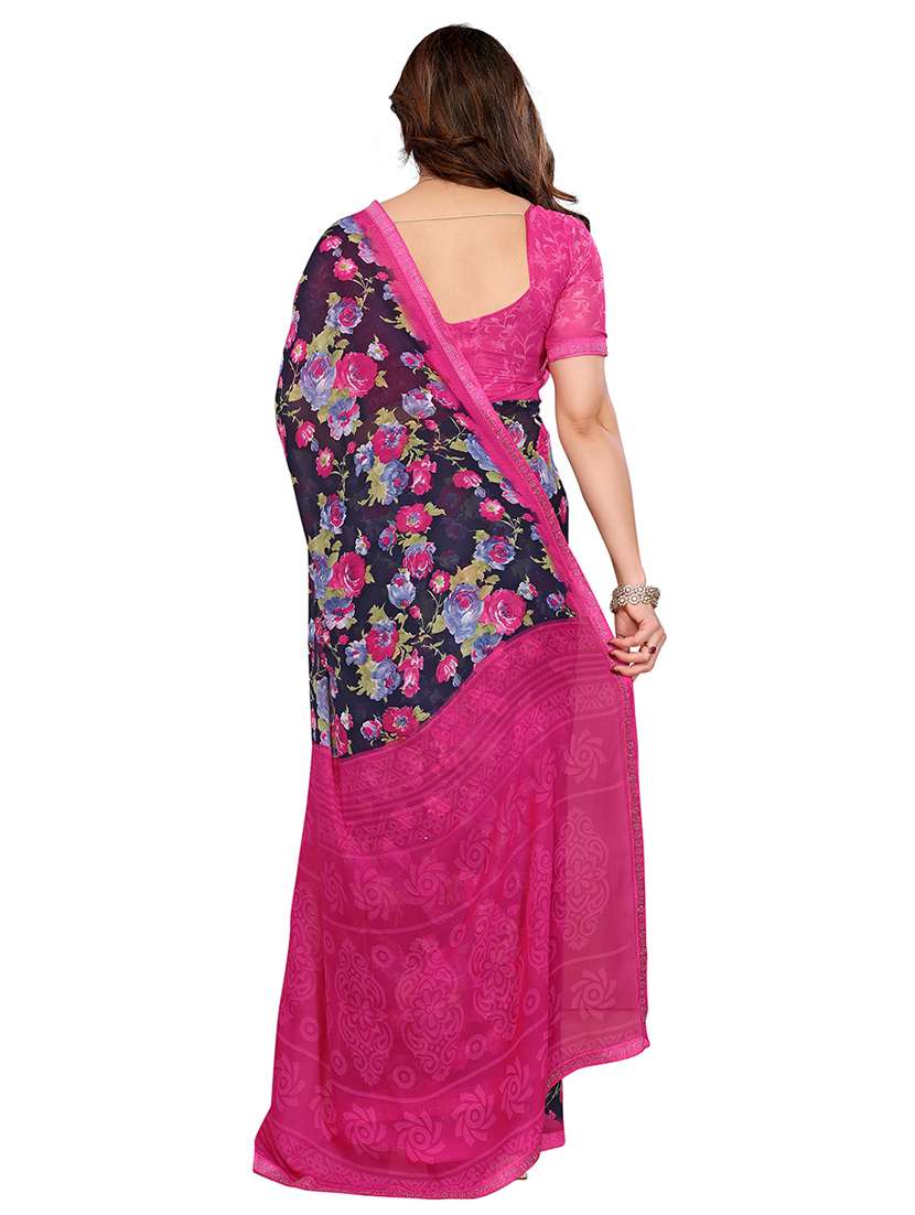 women printed casual wear saree with blouse - 22048571 -  Standard Image - 3