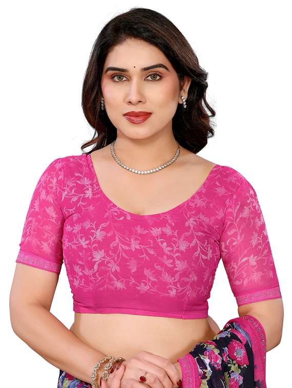 women printed casual wear saree with blouse - 22048571 -  Standard Image - 5