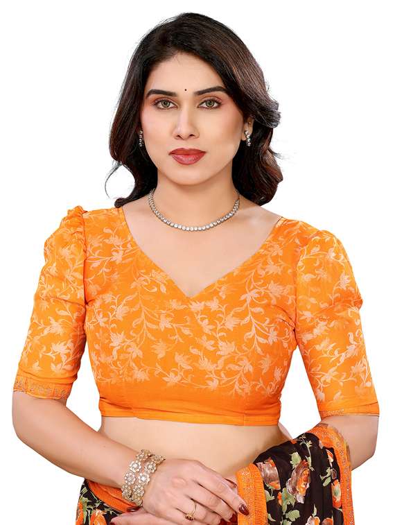 women printed casual wear saree with blouse - 22048573 -  Standard Image - 5