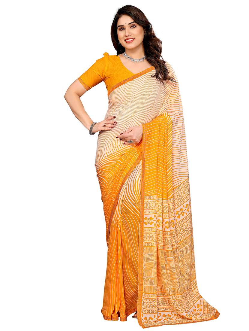 women printed casual wear saree with blouse