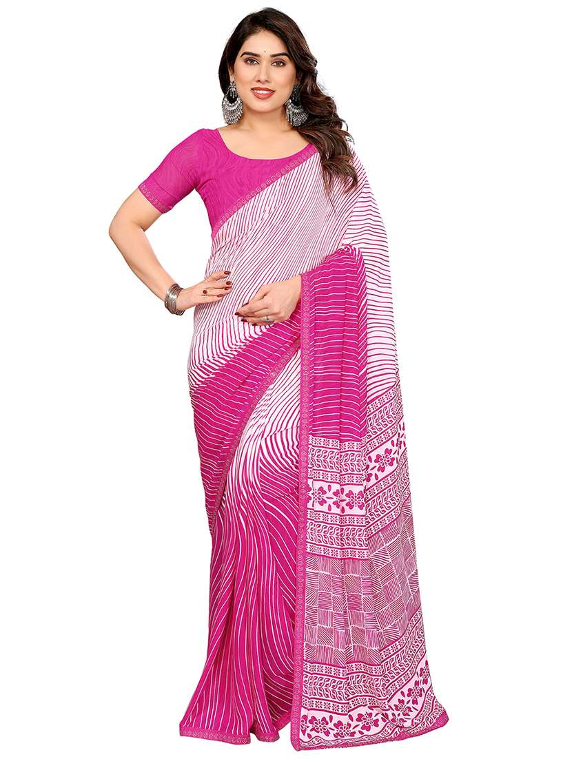 women printed casual wear saree with blouse