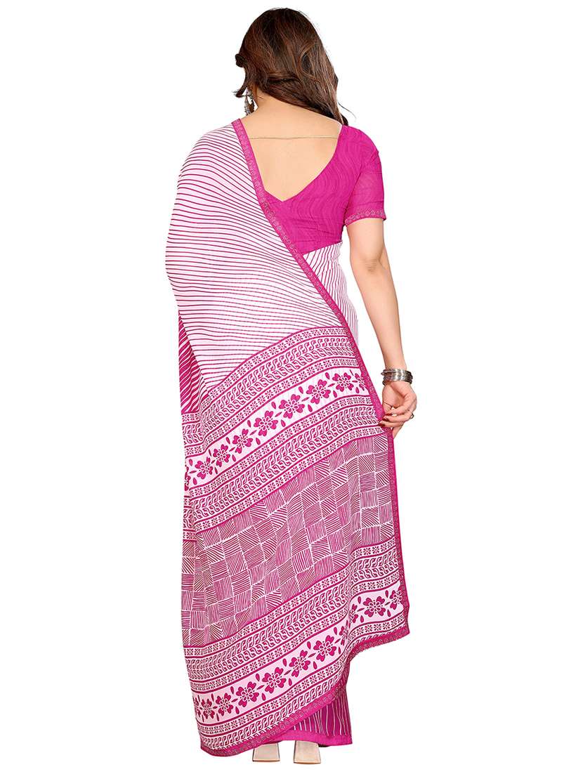 women printed casual wear saree with blouse - 22048585 -  Standard Image - 3