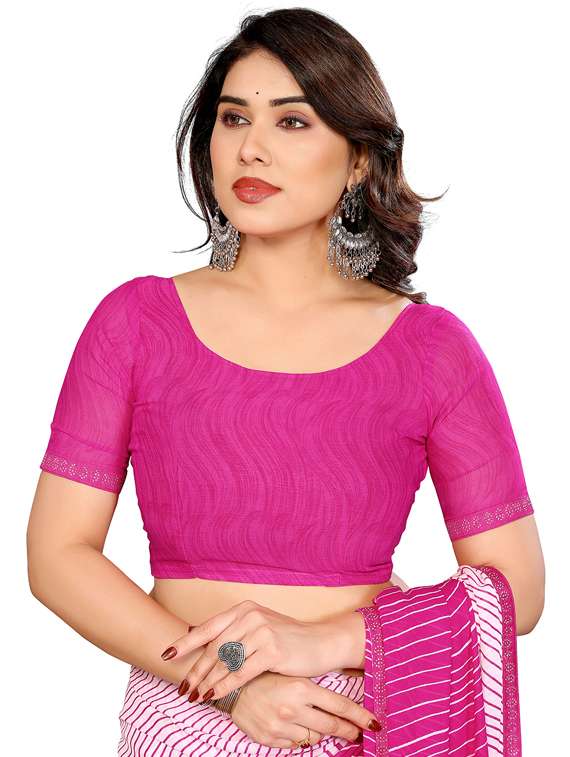 women printed casual wear saree with blouse - 22048585 -  Standard Image - 5