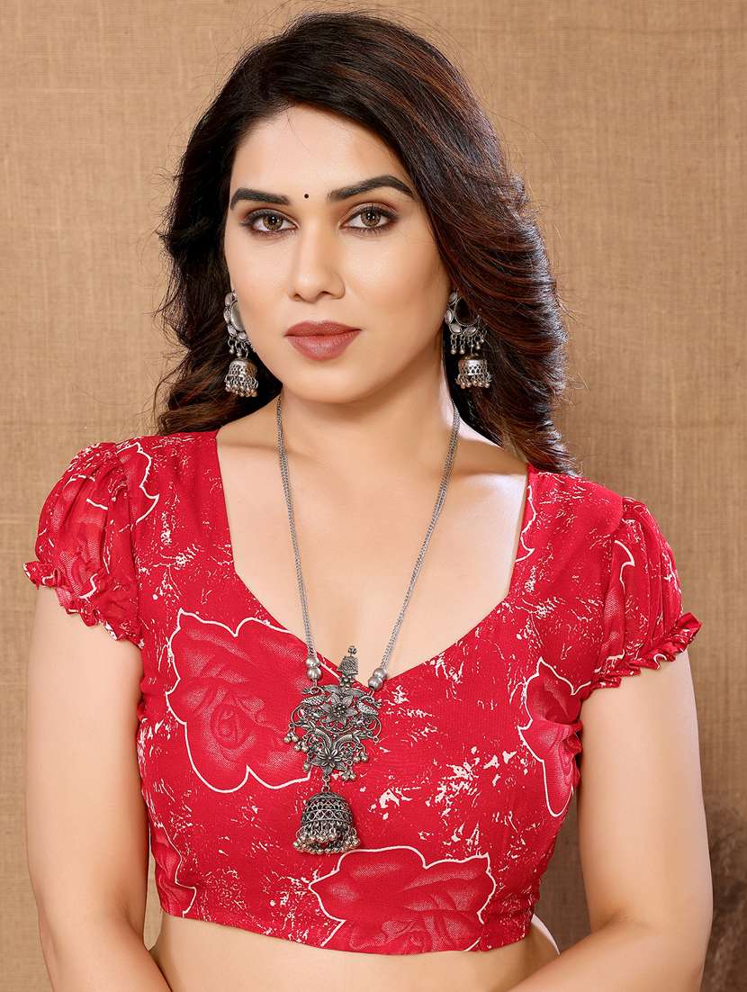 women printed casual wear saree with blouse - 22048588 -  Standard Image - 5