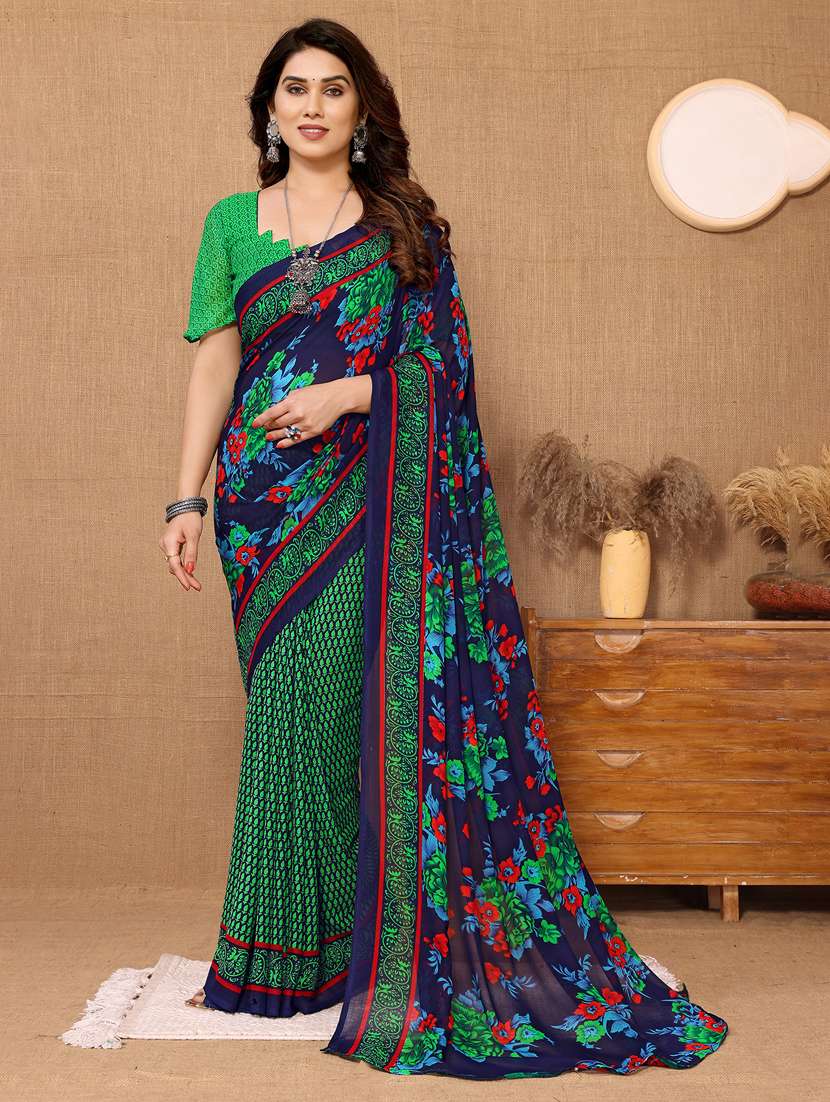 women printed casual wear saree with blouse