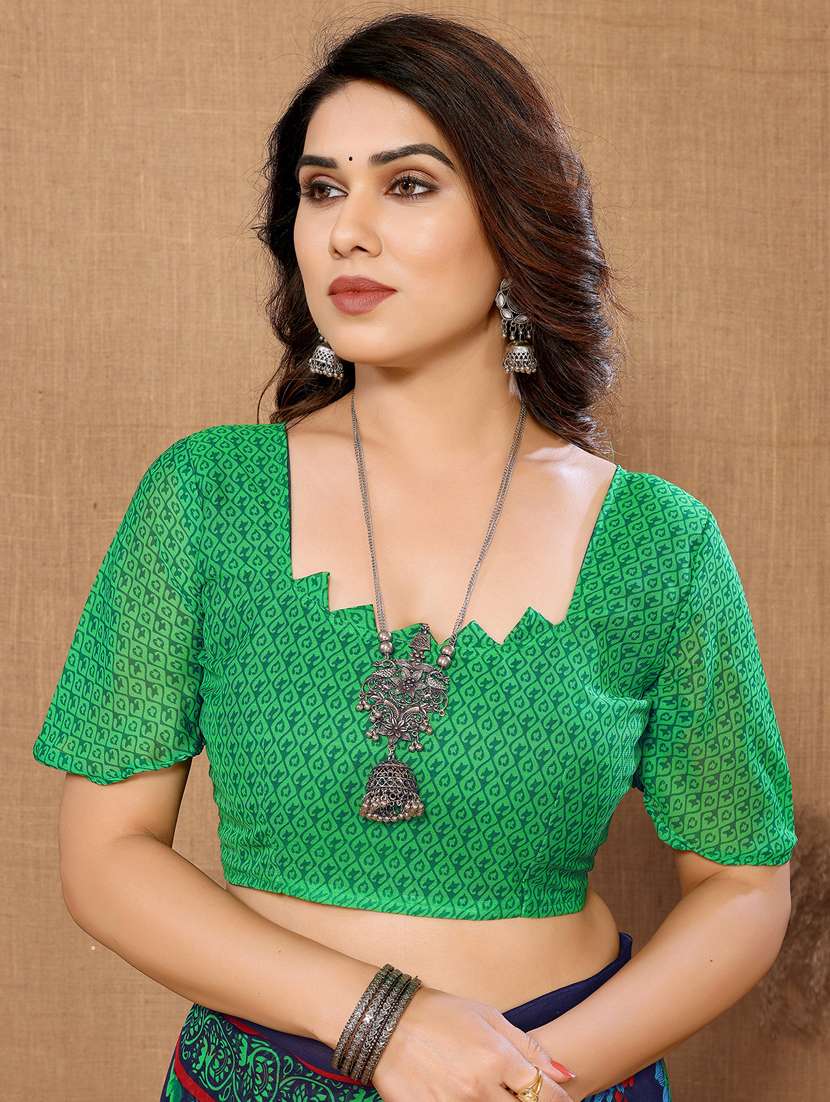 women printed casual wear saree with blouse - 22048589 -  Standard Image - 5