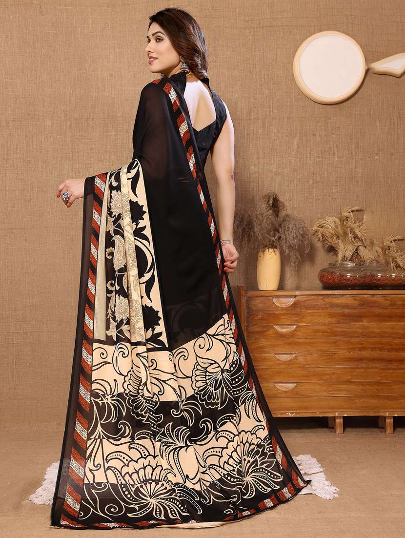 women printed casual wear saree with blouse - 22048595 -  Standard Image - 3