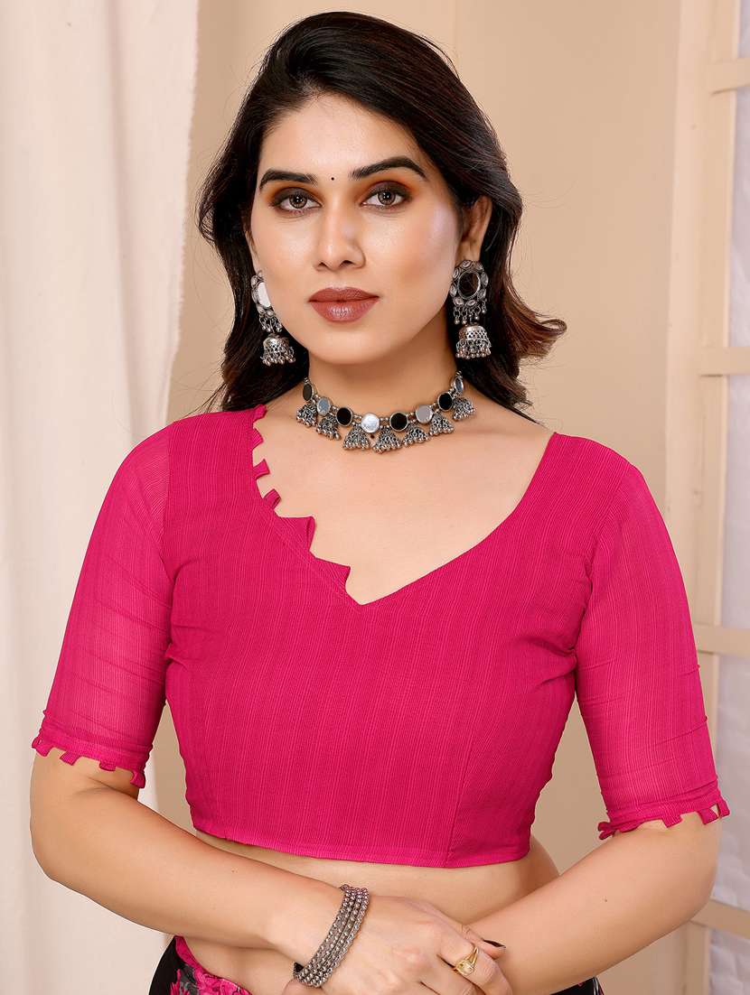 women printed casual wear saree with blouse - 22048596 -  Standard Image - 5