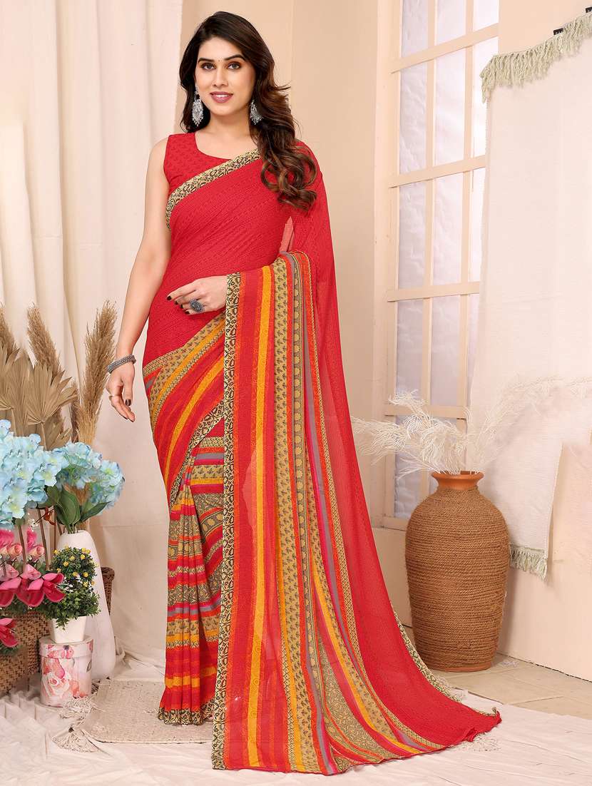 women printed casual wear saree with blouse