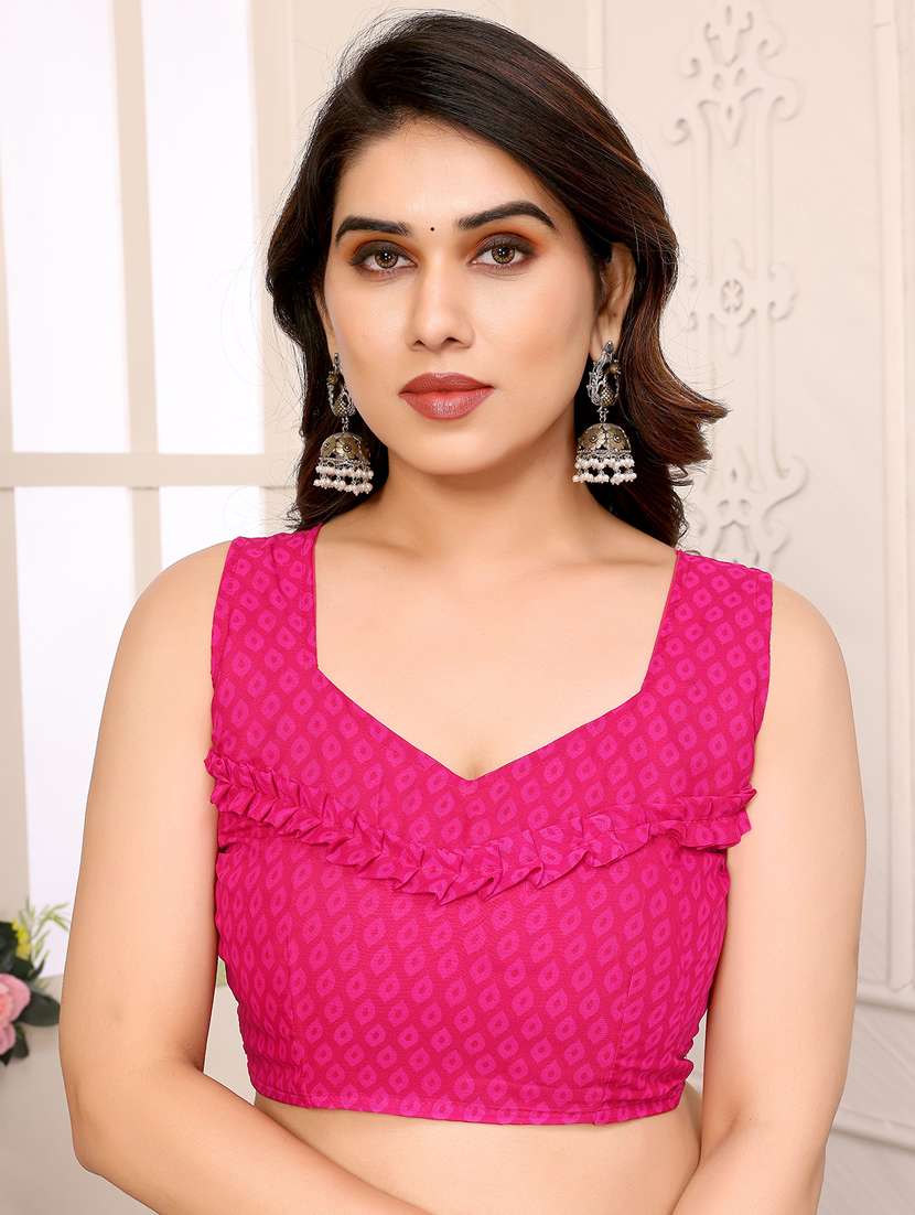 women printed casual wear saree with blouse - 22048604 -  Standard Image - 5