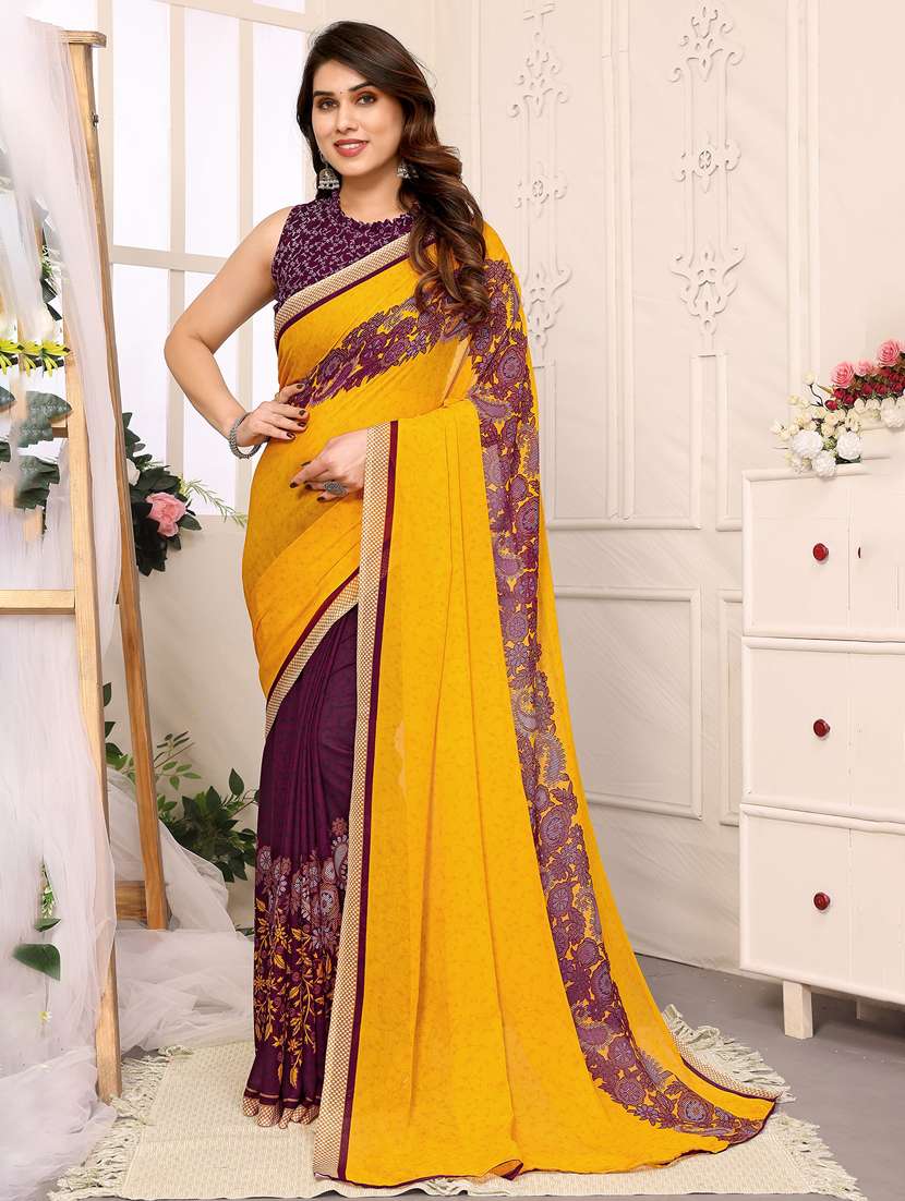 women printed casual wear saree with blouse