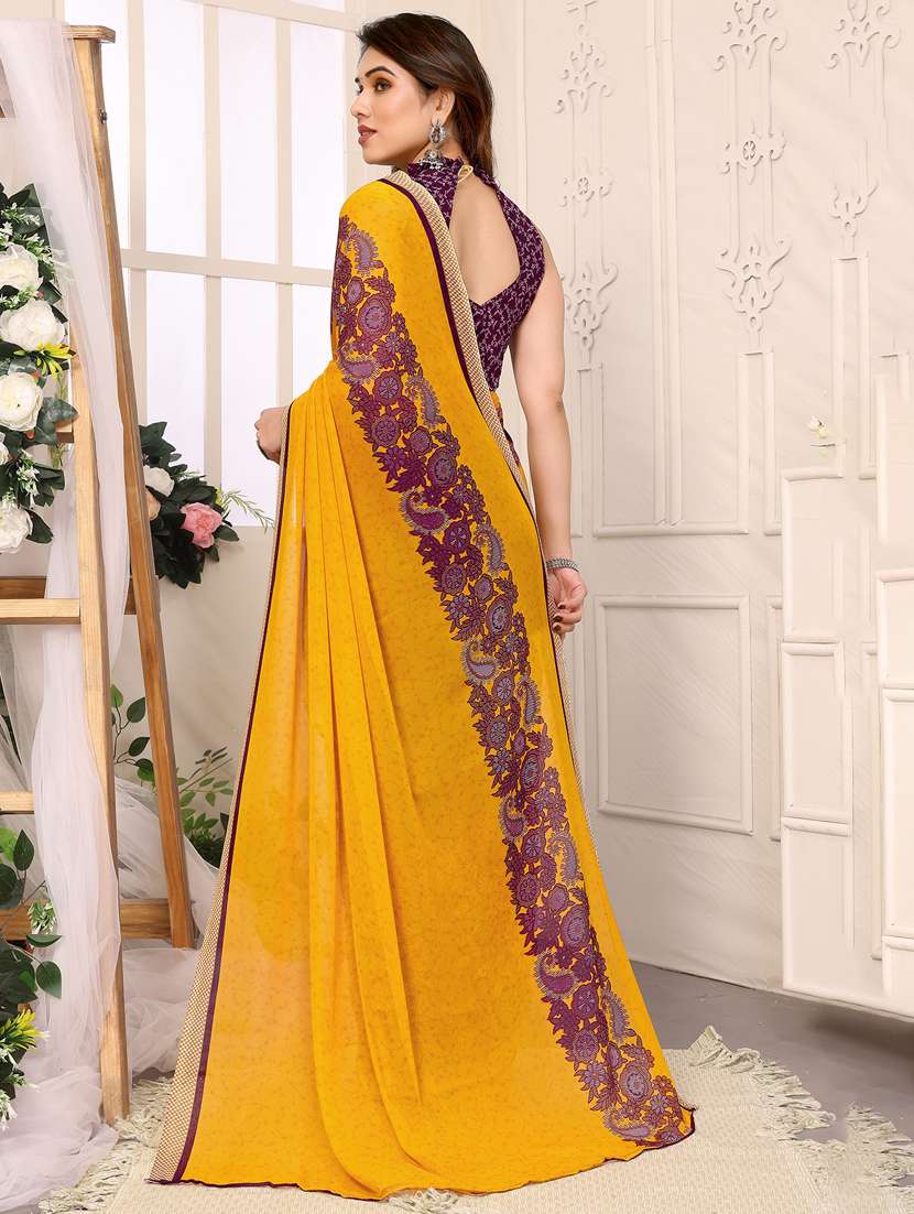 women printed casual wear saree with blouse - 22048606 -  Standard Image - 3
