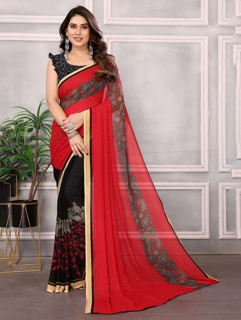 women printed casual wear saree with blouse