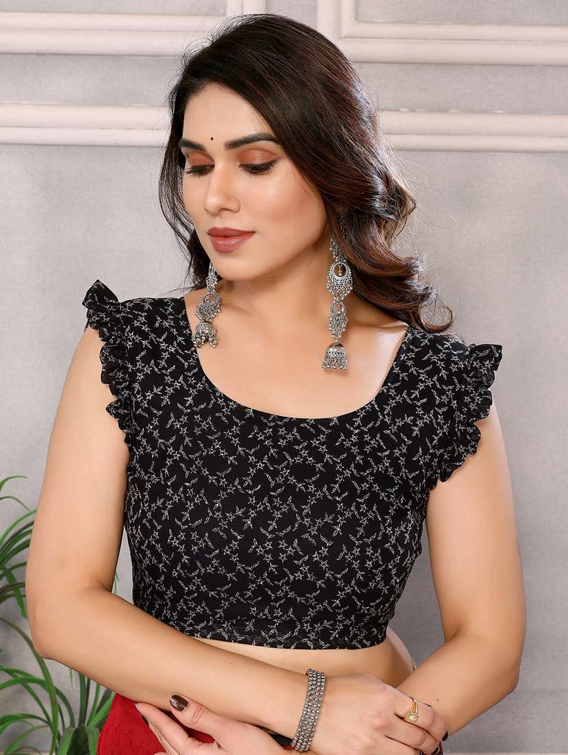 women printed casual wear saree with blouse - 22048607 -  Standard Image - 5