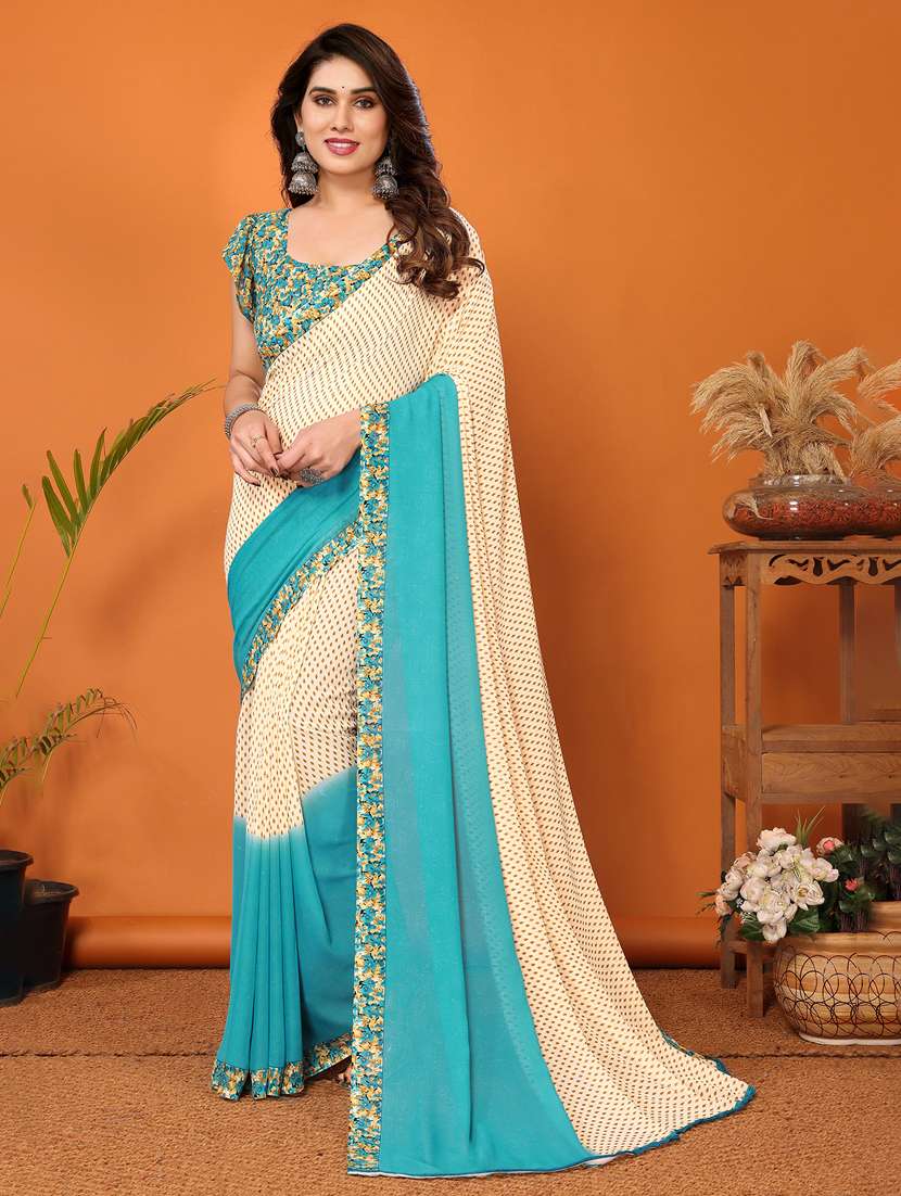 women printed casual wear saree with blouse