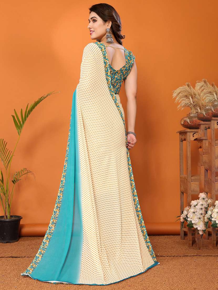 women printed casual wear saree with blouse - 22048608 -  Standard Image - 3