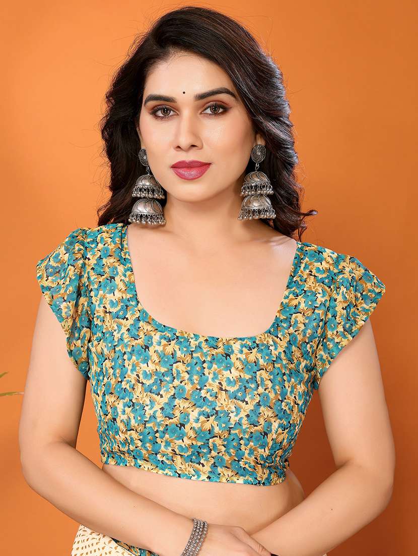 women printed casual wear saree with blouse - 22048608 -  Standard Image - 5