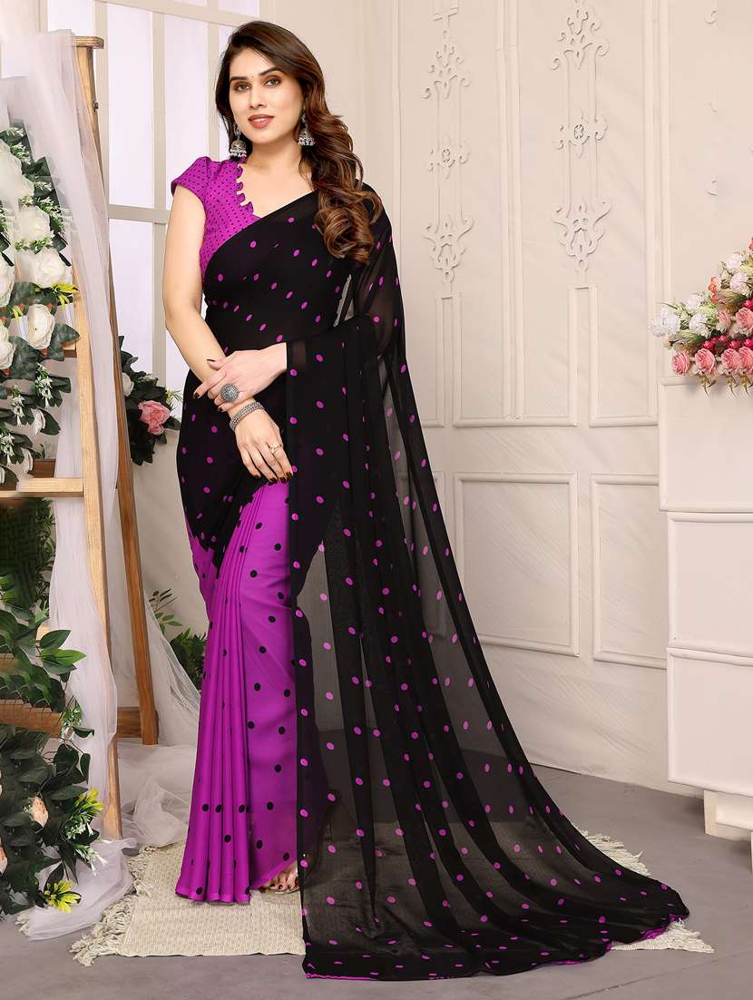 women printed casual wear saree with blouse