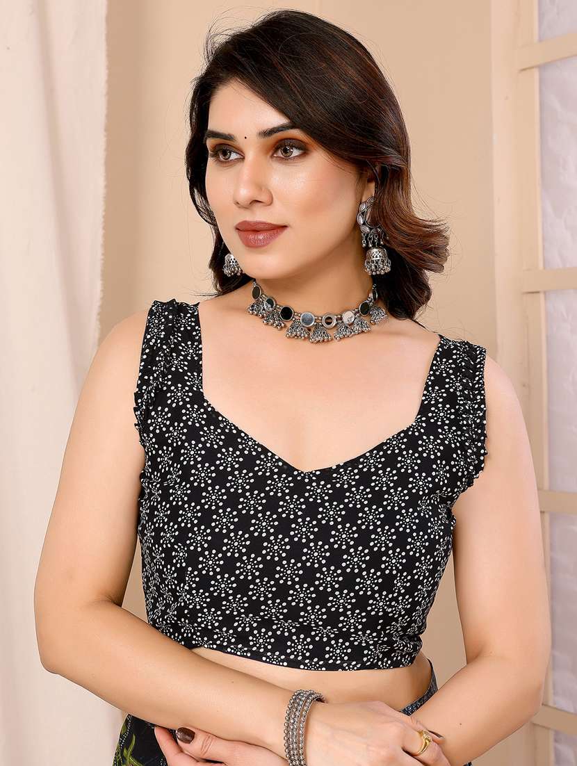 women printed casual wear saree with blouse - 22048616 -  Standard Image - 5