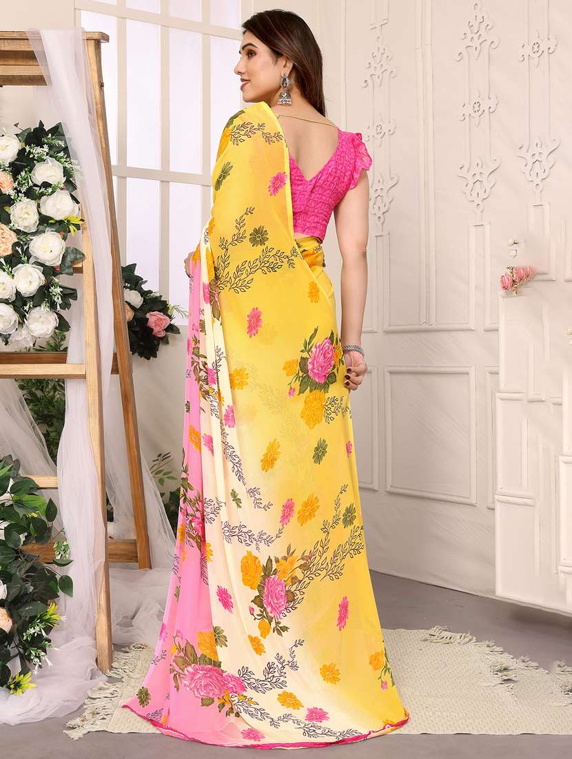 women printed casual wear saree with blouse - 22048618 -  Standard Image - 3