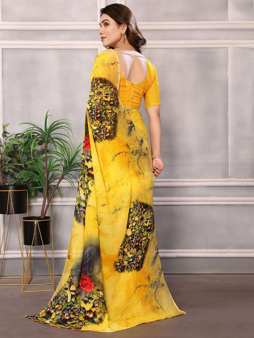 women printed casual wear saree with blouse - 22048620 -  Standard Image - 3