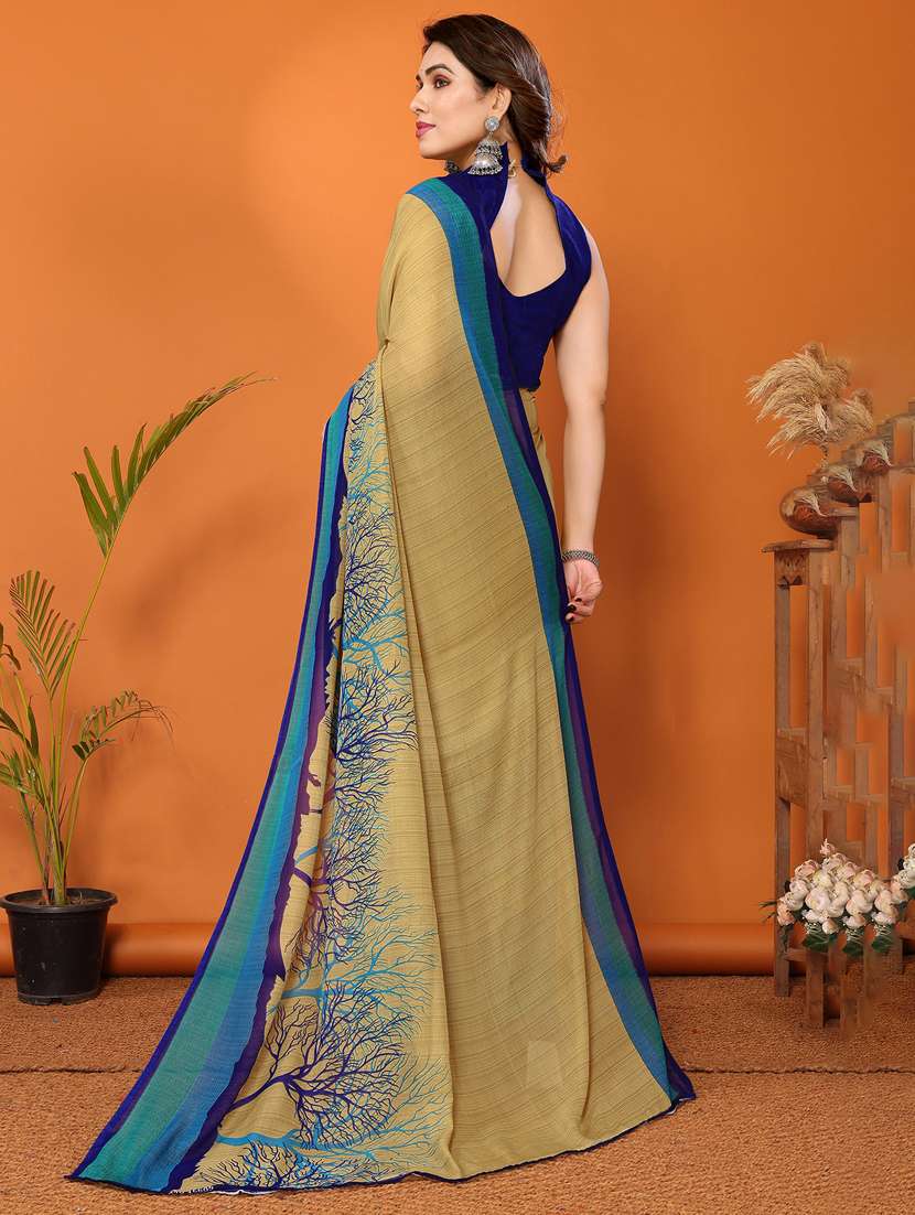 women printed casual wear saree with blouse - 22048621 -  Standard Image - 3