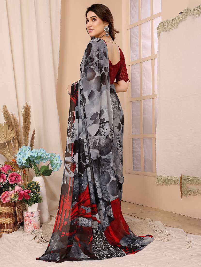 women printed casual wear saree with blouse - 22048623 -  Standard Image - 3