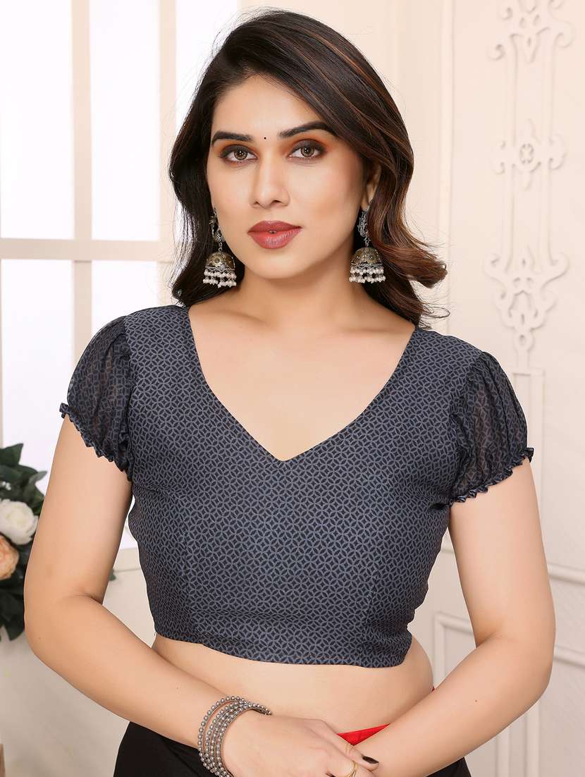 women printed casual wear saree with blouse - 22048625 -  Standard Image - 5