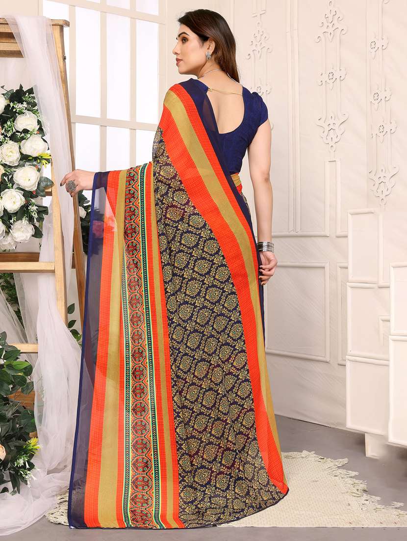 women printed casual wear saree with blouse - 22048626 -  Standard Image - 3