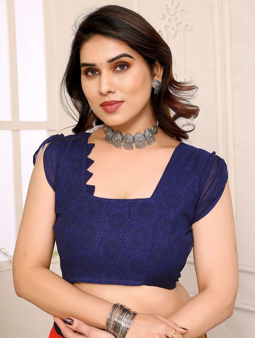 women printed casual wear saree with blouse - 22048626 -  Standard Image - 5