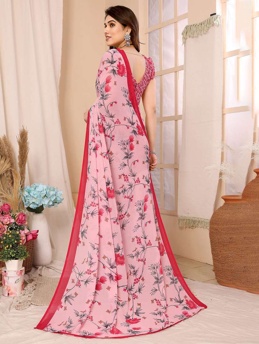 women printed casual wear saree with blouse - 22048631 -  Standard Image - 3