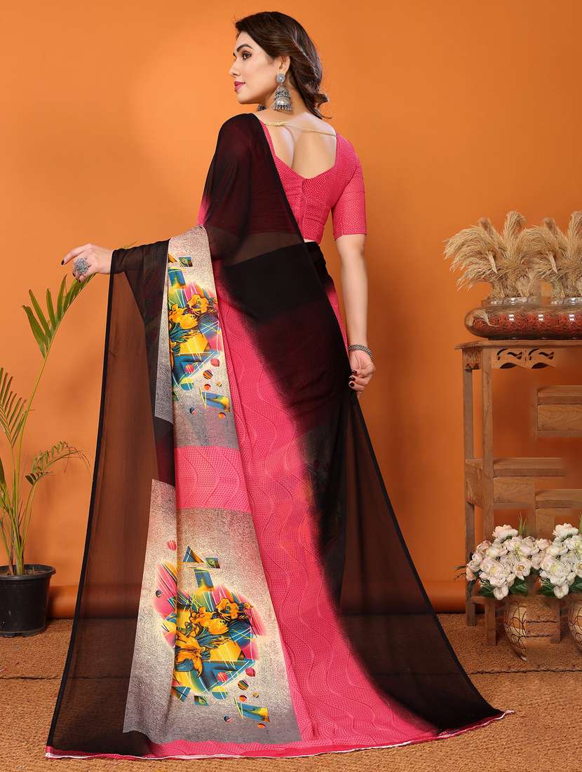 women printed casual wear saree with blouse - 22048638 -  Standard Image - 3