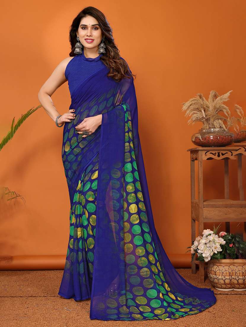 women printed casual wear saree with blouse