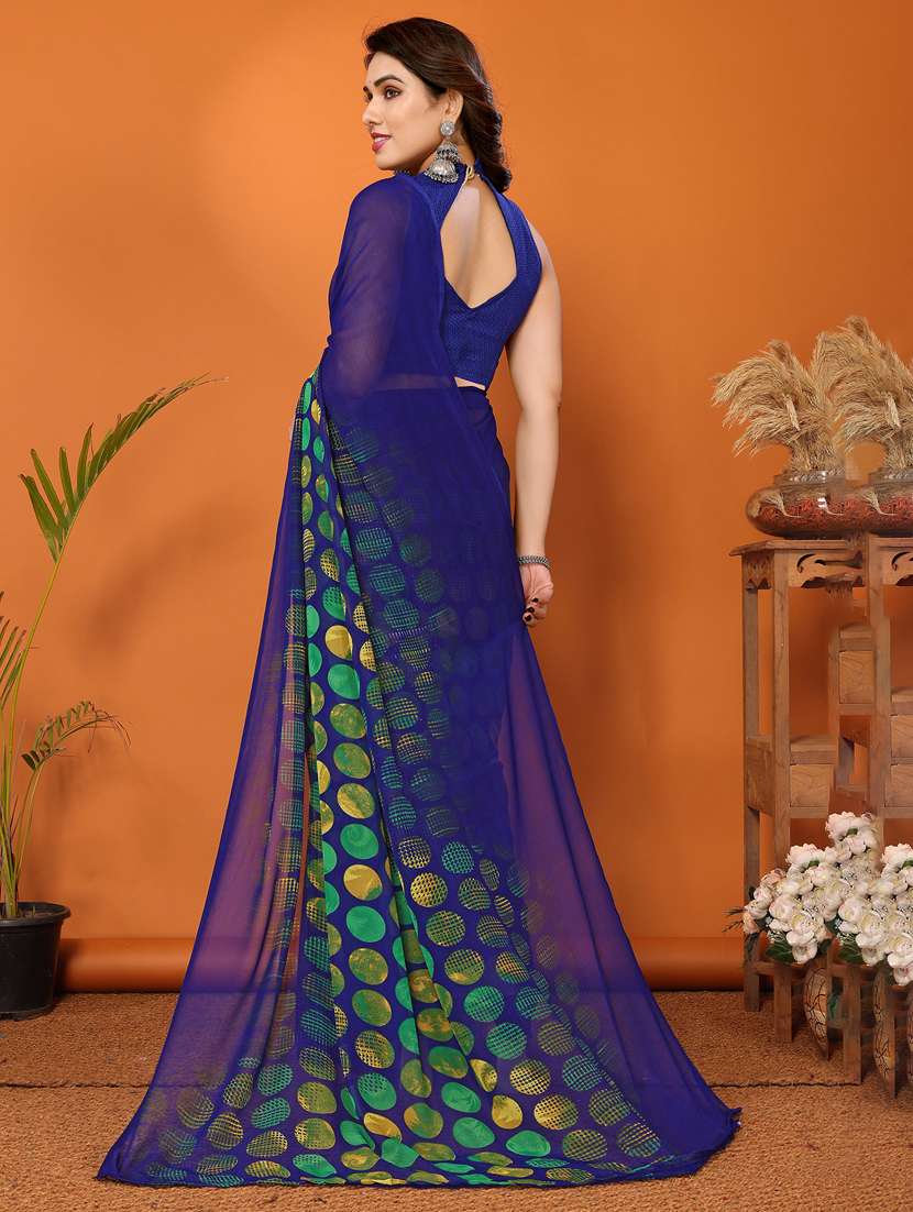 women printed casual wear saree with blouse - 22048639 -  Standard Image - 3