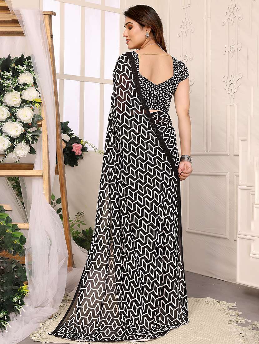 women printed casual wear saree with blouse - 22048651 -  Standard Image - 3