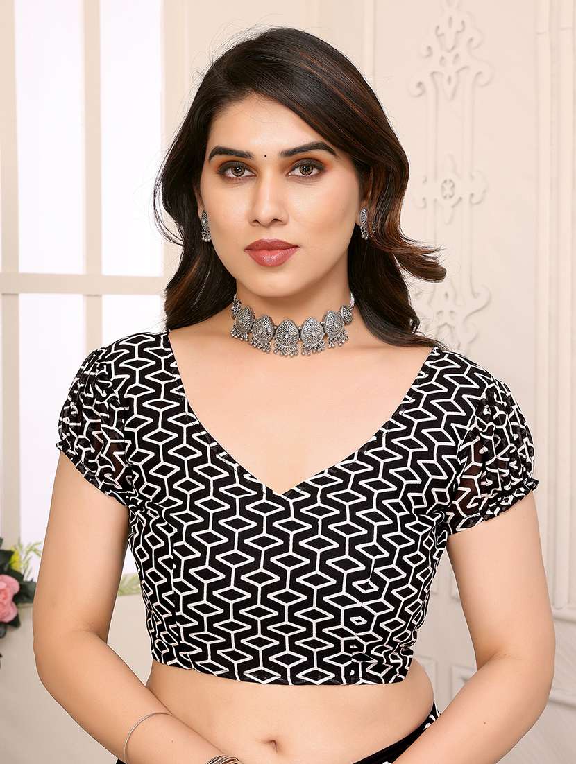 women printed casual wear saree with blouse - 22048651 -  Standard Image - 5