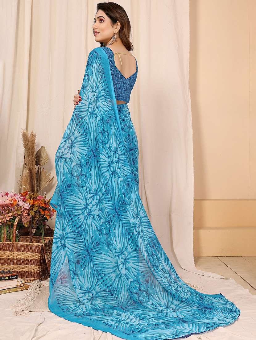 women printed casual wear saree with blouse - 22048657 -  Standard Image - 3
